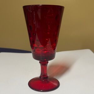 L G Wright Diamond Quilted Ruby Red Vintage Water Goblet 7” tall